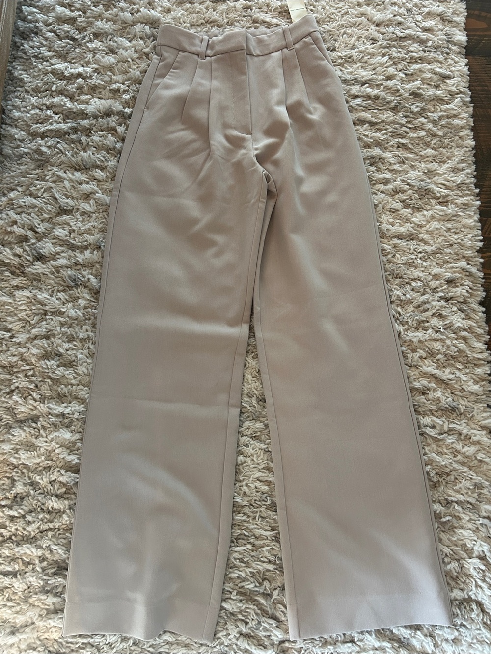 Abercrombie & Fitch Wide-Leg High-Rise Pants in Light Beige